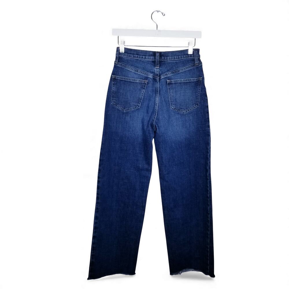 BANANA REPUBLIC Ultra High-Rise Wide Leg Dark Blue Wash Jeans Raw Hem - Size 2 - Picture 4 of 8